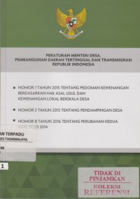 Image of Peraturan menteri desa pembangunan daerah tertinggal dan transmigrasi RI