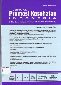 Jurnal Promosi Kesehatan Indonesia Vol 5/No.1/Januari 2010