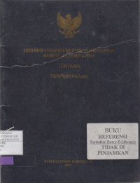Undang-Undang Republik Indonesia Nomor Tentang Perpustakaan